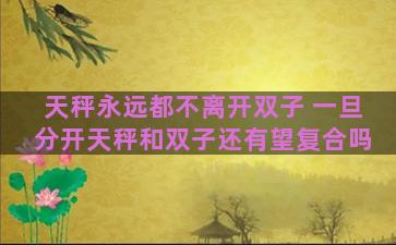 天秤永远都不离开双子 一旦分开天秤和双子还有望复合吗